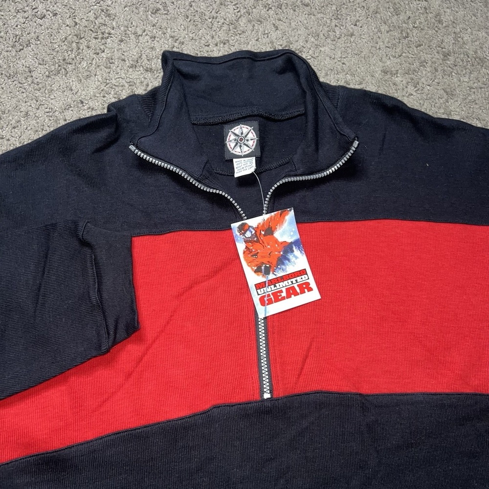 Vintage 90s‎ Marlboro Mens XL Faded Boxy Fit Color Block Knit Half Zip Sweater